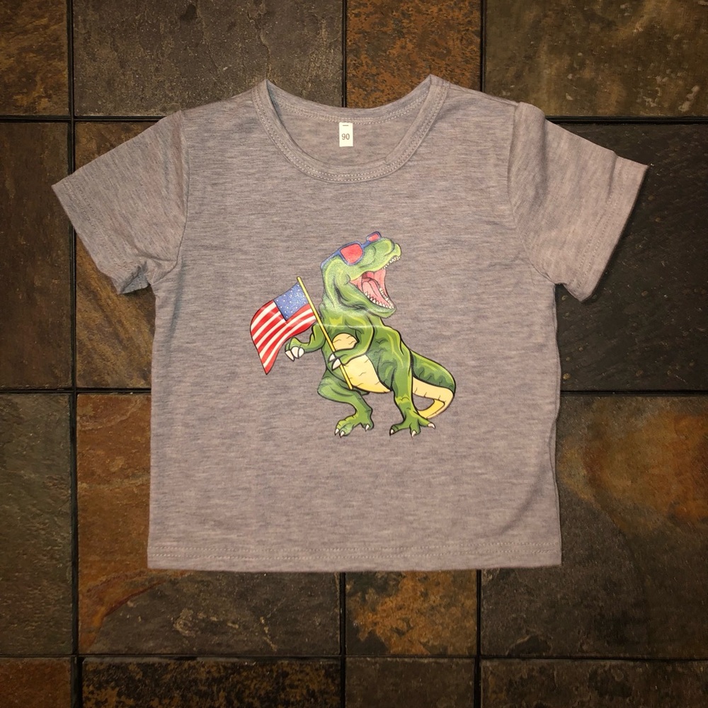 T Rex Dinosaur 4th of July Americana Toddler Tee Shirt Euro 100 (2-3T) NEW